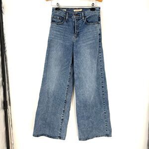 Levis 728 High-Rise Wide Leg Jeans Medium Wash Premium Blue Women Size 26